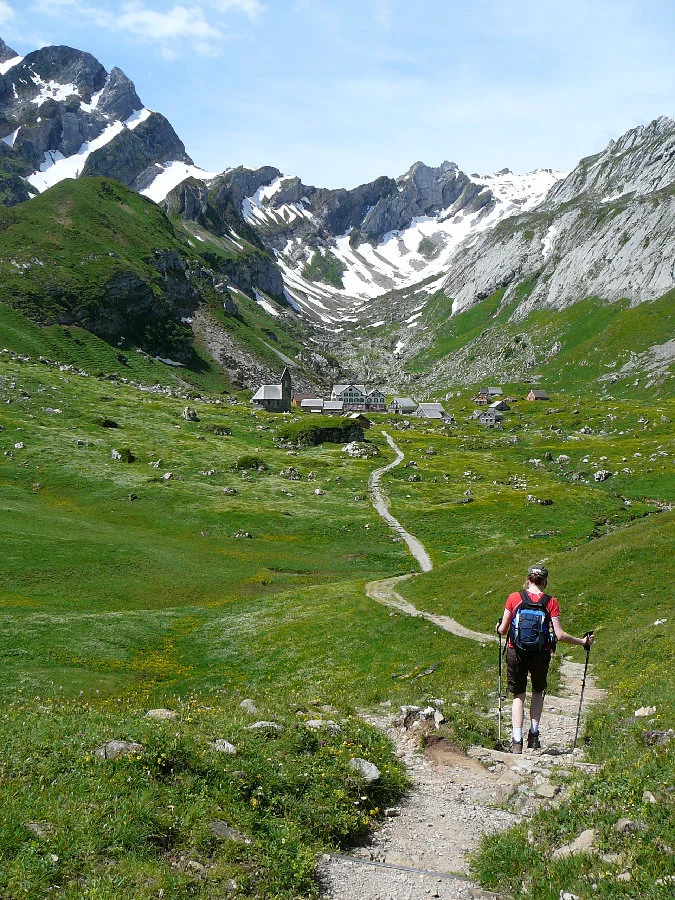 Trekking route to Meglisalp, Appenzell.