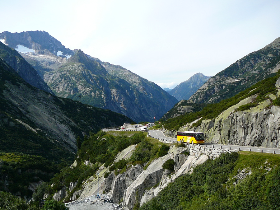 A Postbus on the Grimsel Pass.