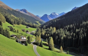 A view of Klosters in Switzerland in summer.