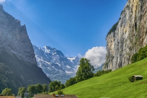 A view from Lauterbrunnen in Switzerland in summer.